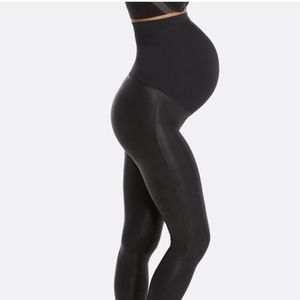 Spanx mama faux leather leggings
